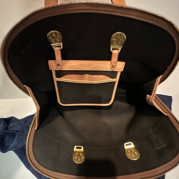 Vintage Dooney & Bourke Cabriolet Canvas & Leather Zip Satchel Carryall Handbag - Picture 4 of 13